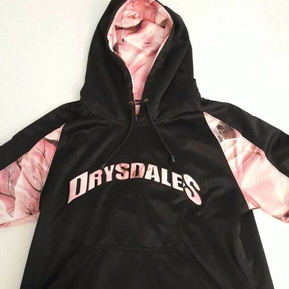 Huntworth Drysdale Hooded Jacket Women Large Black Pink Camo Pullover - Picture 9 of 11